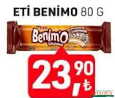 ETİ BENİMO BİSKÜVİ 80 G fiyat ve kampanya bilgisi